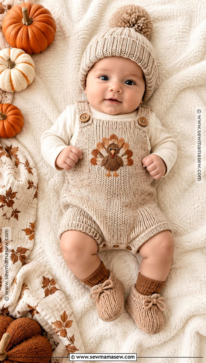 Newborn Thanksgiving Knit Romper Outfit - 20 Newborn Thanksgiving Outfit Ideas