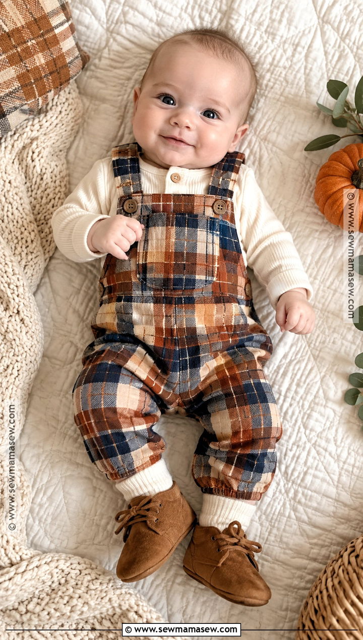 Newborn Thanksgiving Plaid Overall Outfit - 20 Newborn Thanksgiving Outfit Ideas