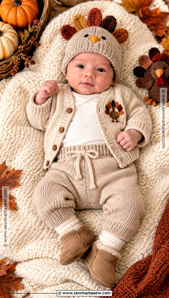 Newborn Thanksgiving Turkey Knit Set - 20 Newborn Thanksgiving Outfit Ideas