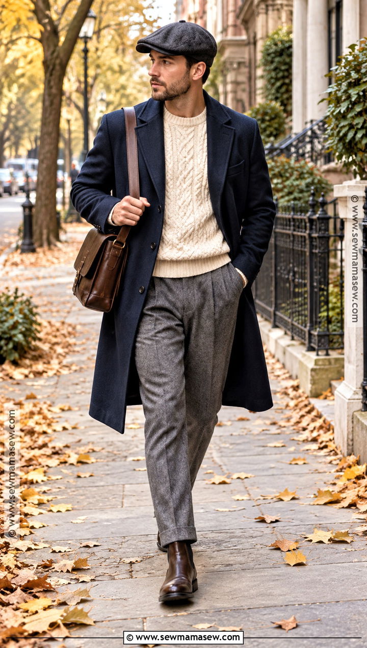 Newsboy Cap With Long Overcoat - 15 Fall Hats for Men