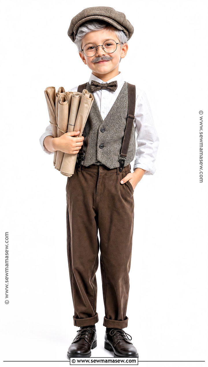 Newspaper Grandpa Costume With Newsboy Cap - 30 old man costume ideas for kids