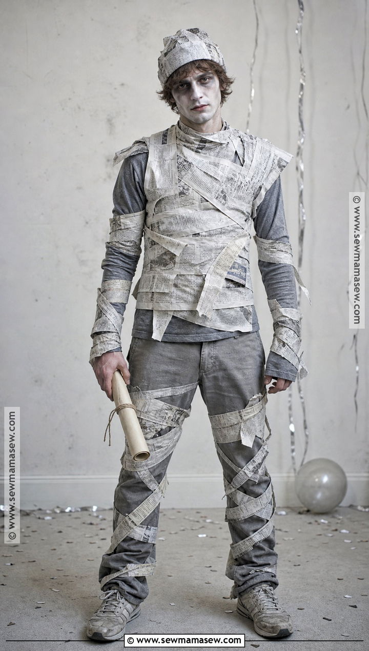 Newspaper Mummy Costume - 30 recycled costume ideas for men