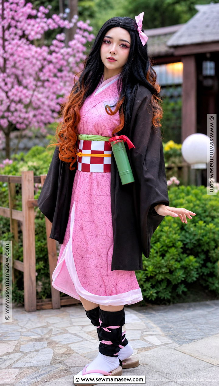 Nezuko Costume With Black And Orange Hair - 35 black hair costume ideas