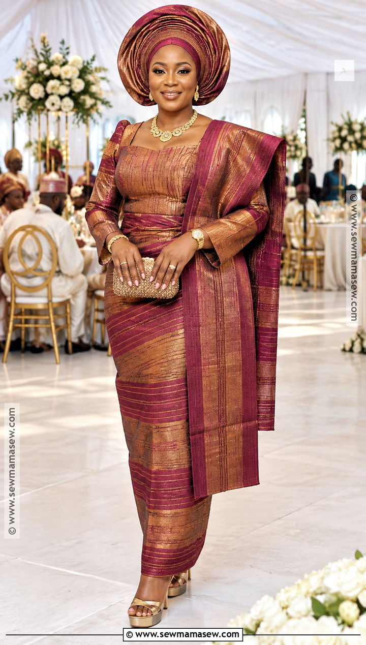 Nigerian Thanksgiving Aso Oke Wrapper Set - 15 nigerian thanksgiving outfit ideas