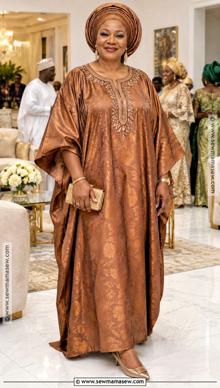 Nigerian Thanksgiving Brocade Boubou - 15 nigerian thanksgiving outfit ideas