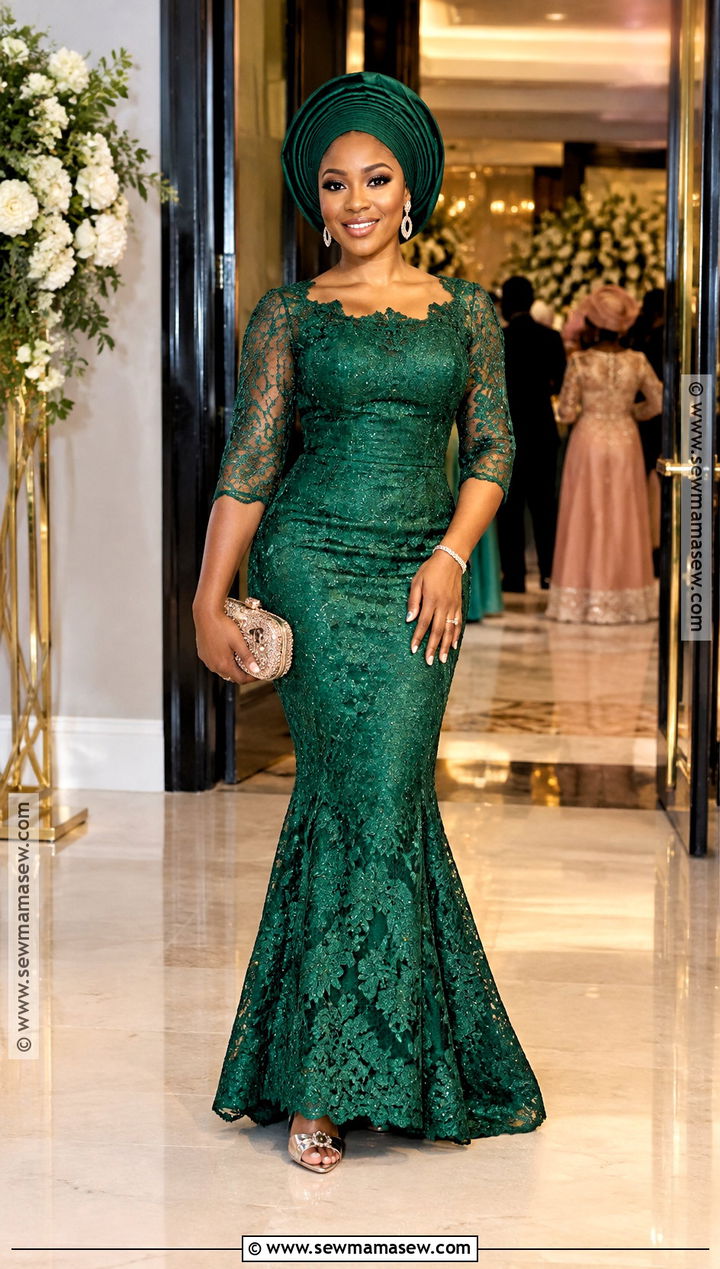 Nigerian Thanksgiving Lace Mermaid Gown - 15 nigerian thanksgiving outfit ideas