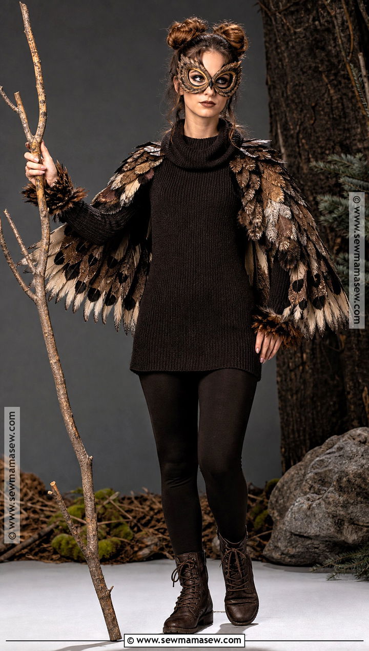 Night Owl Costume With Feathered Cape - 35 dark halloween costumes