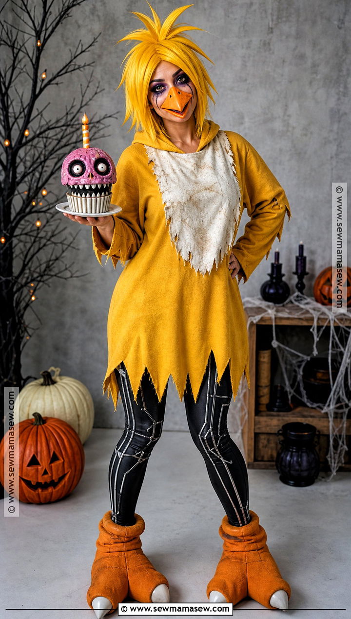 Nightmare Chica Costume With Jagged Details - 30 Chica Halloween Costume Ideas