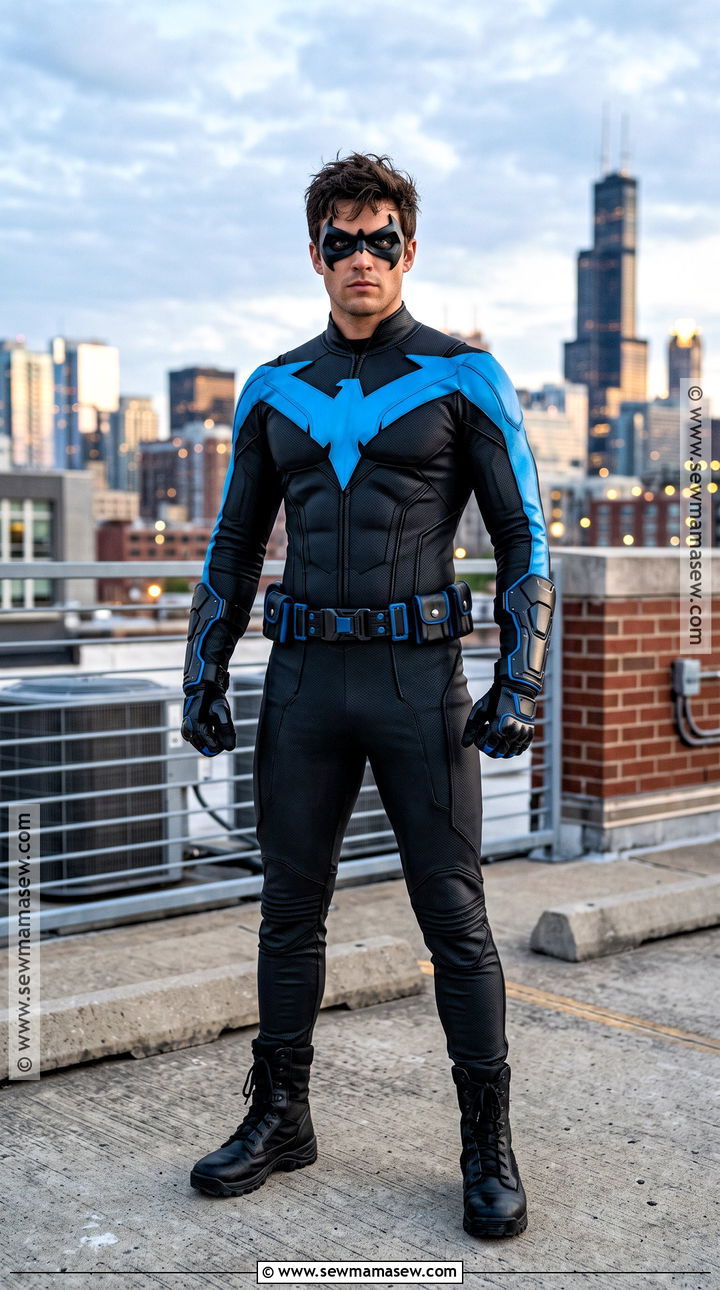 Nightwing Costume With Blue Chest Emblem - 30 super hero costume ideas