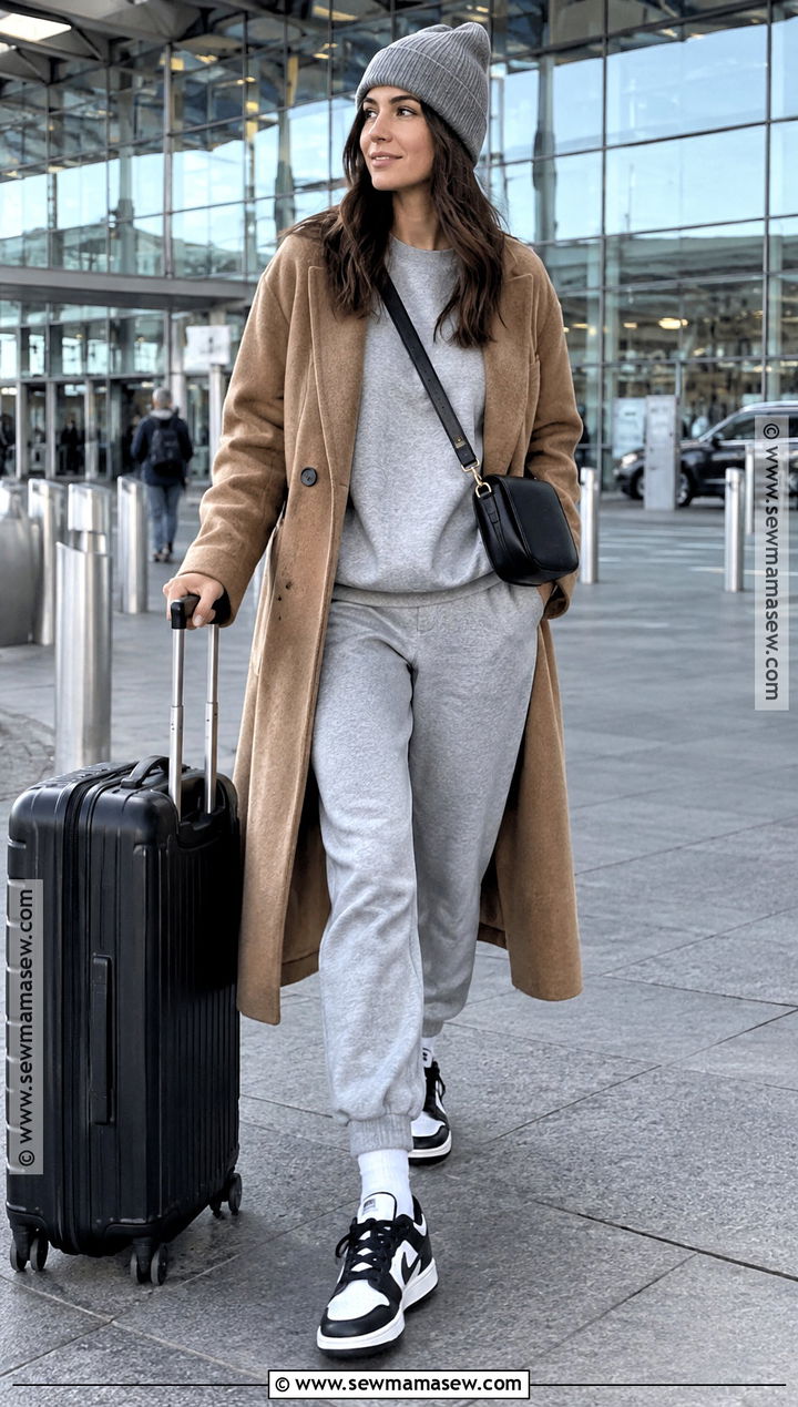 Nike Dunk Low With Joggers And Long Wool Coat - 15 nike dunk low outfit fall ideas