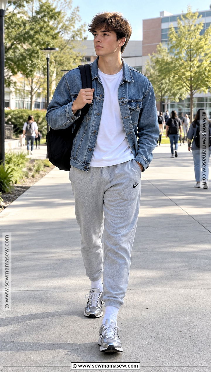Nike Jogger Outfit With Denim Jacket - 15 back to school nike outfits