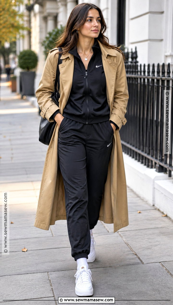 Nike Tracksuit With Trench Coat - 15 nike tracksuit fall fashion ideas
