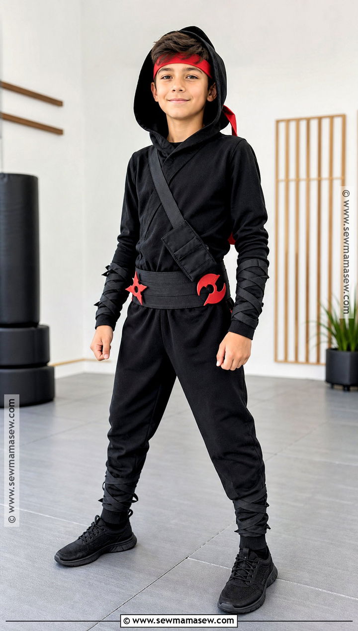 Ninja Costume With Red Headband - 30 halloween costumes kids for boys