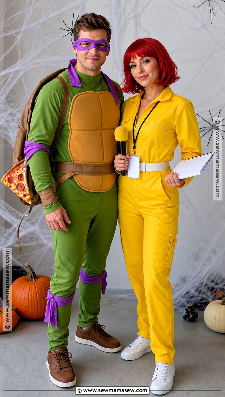 Ninja Turtle And Reporter Couple Costume - 30 ninja turtles halloween costumes