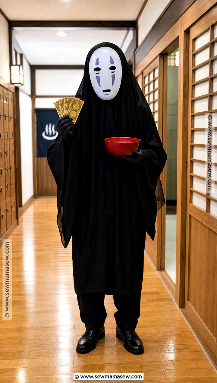 No Face Costume With Black Robe - 30 studio ghibli costume ideas