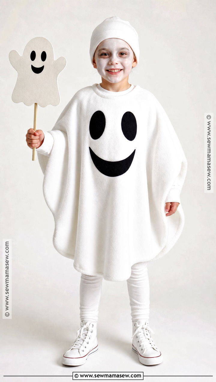 No Sew Ghost Poncho Costume - 30 kids ghost costume ideas