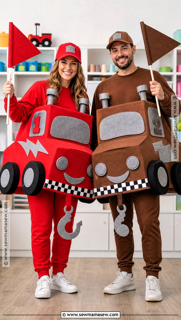No Sew Lightning McQueen And Mater Felt Costume - 35 lightning mcqueen and mater costume ideas