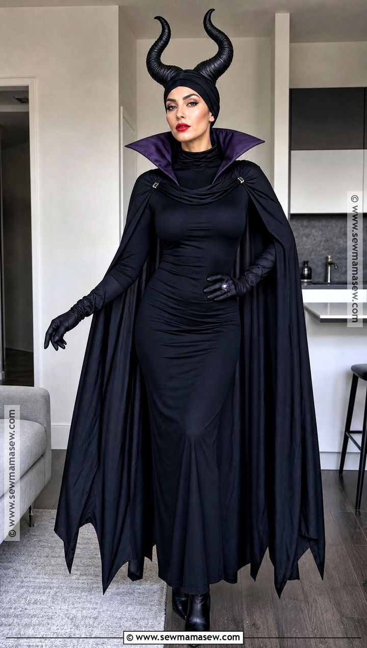 No Sew Maleficent Costume With Draped Cape - 50 maleficent costume ideas