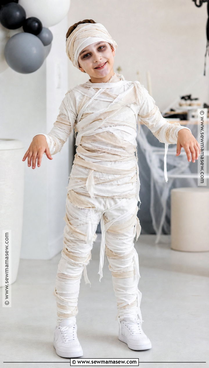 No Sew Mummy Costume - 30 easy halloween costumes for kids