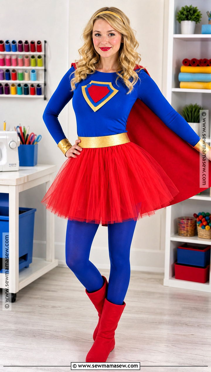 No Sew Supergirl Costume With Tulle Skirt - 30 Super Girl Costume Ideas for Women