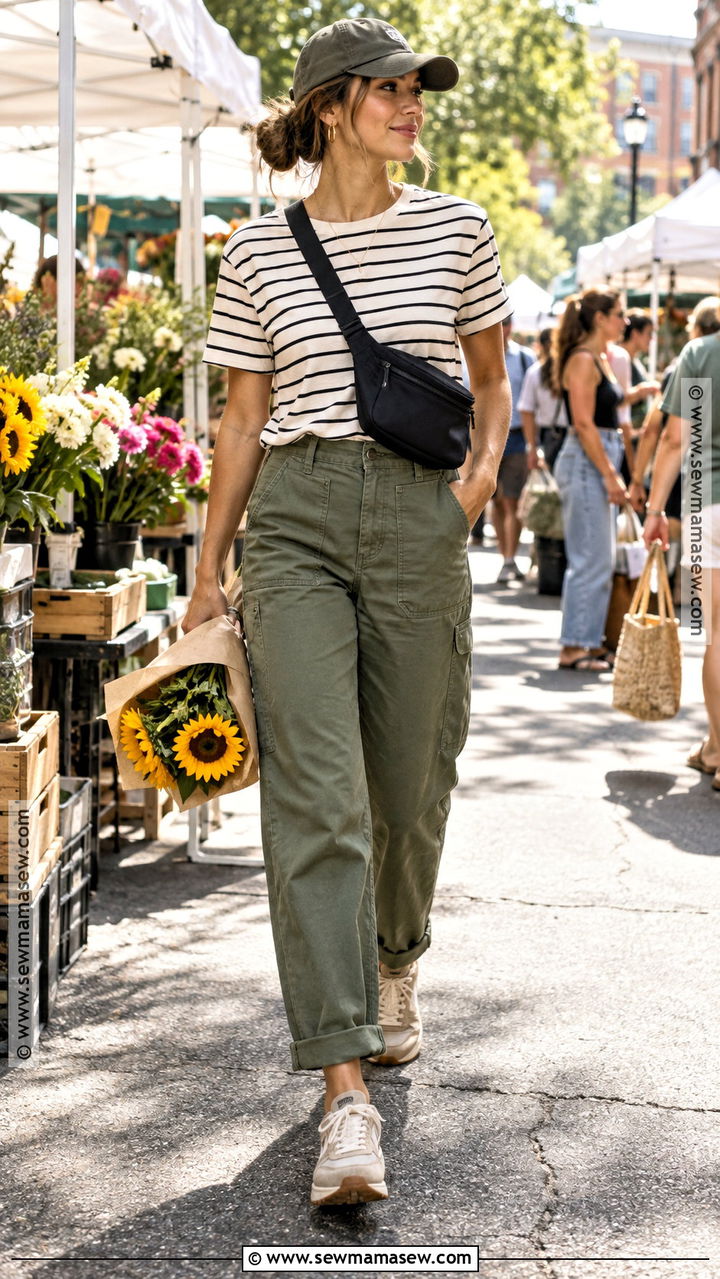 Nola Striped Tee And Utility Pants Outfit - 20 Nola Outfit Fall Ideas