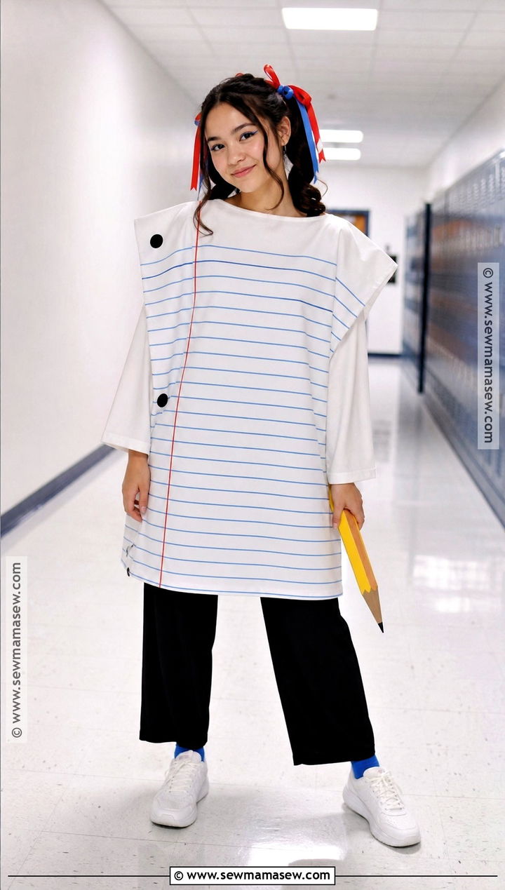 Notebook Paper Costume With Lined Shirt - 40 school halloween costumes