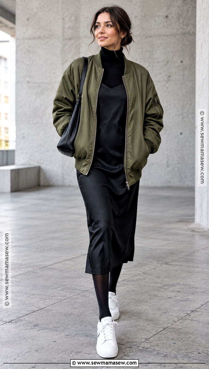 November Bomber Jacket Outfit With Slip Dress - 15 november outfits 2026