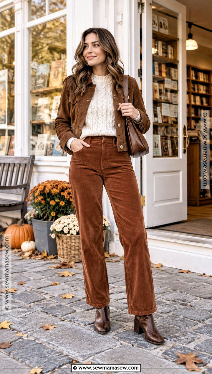 November Corduroy Pants And Sweater Outfit - 20 november style outfits