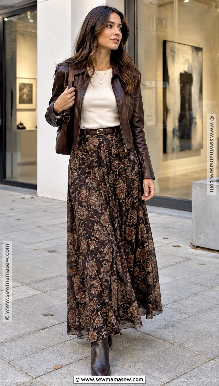 November Leather Jacket And Maxi Skirt Outfit - 25 november outfit ideas