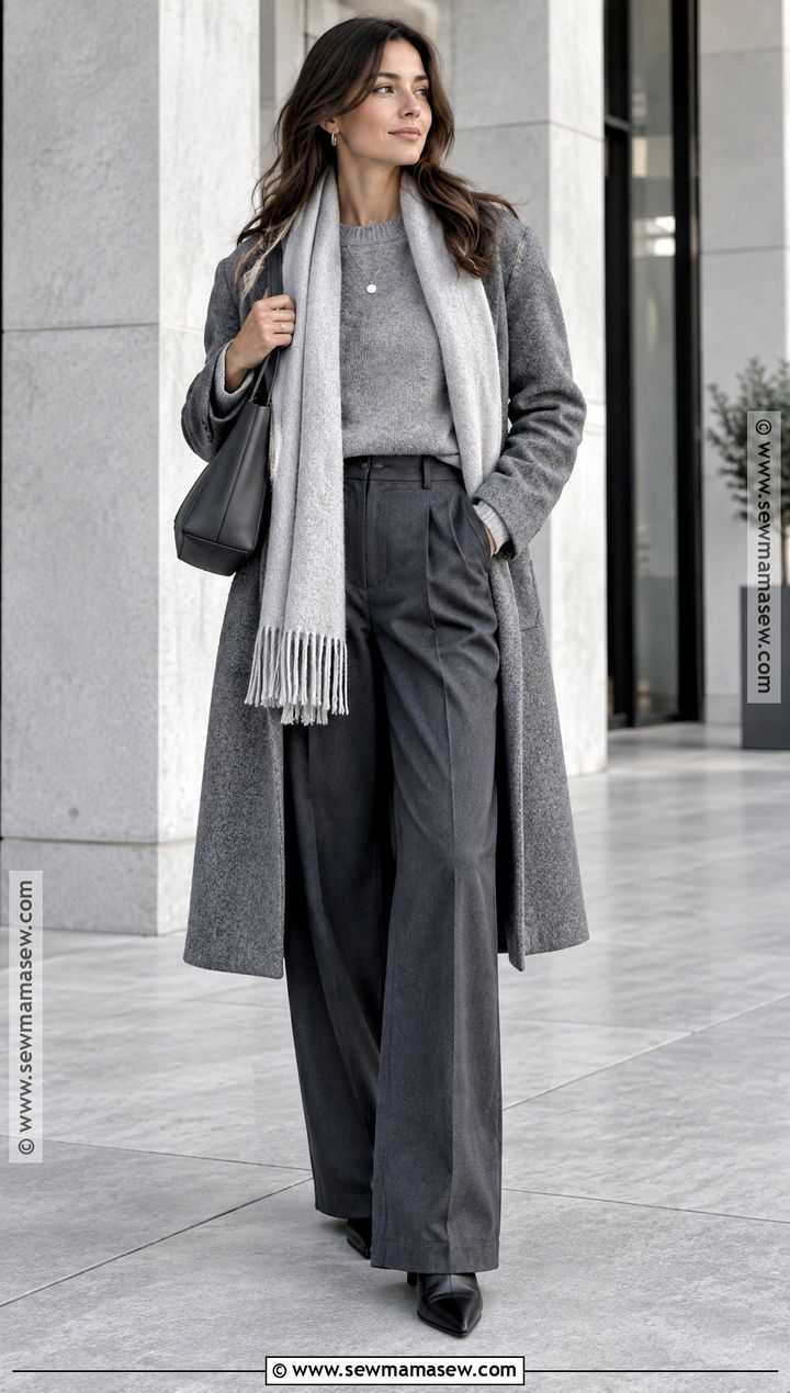 November Monochrome Gray Outfit With Trousers - 15 november outfits 2026
