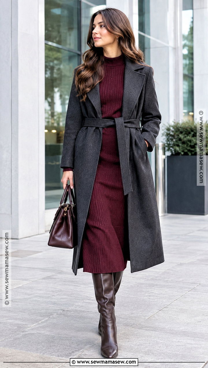 November Outfit With Knit Skirt And Tall Boots - 20 november outfits fall