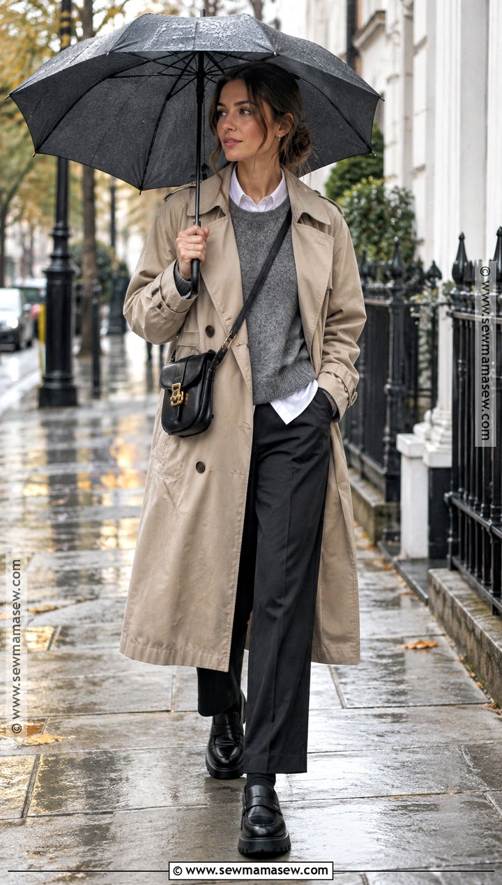 November Outfit With Trench Coat And Loafers - 20 november outfits fall