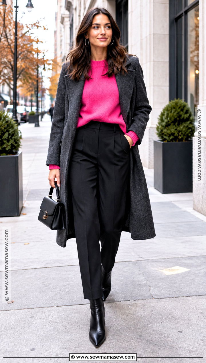 November Pink Sweater Outfit With Black Pants - 15 november outfits 2026