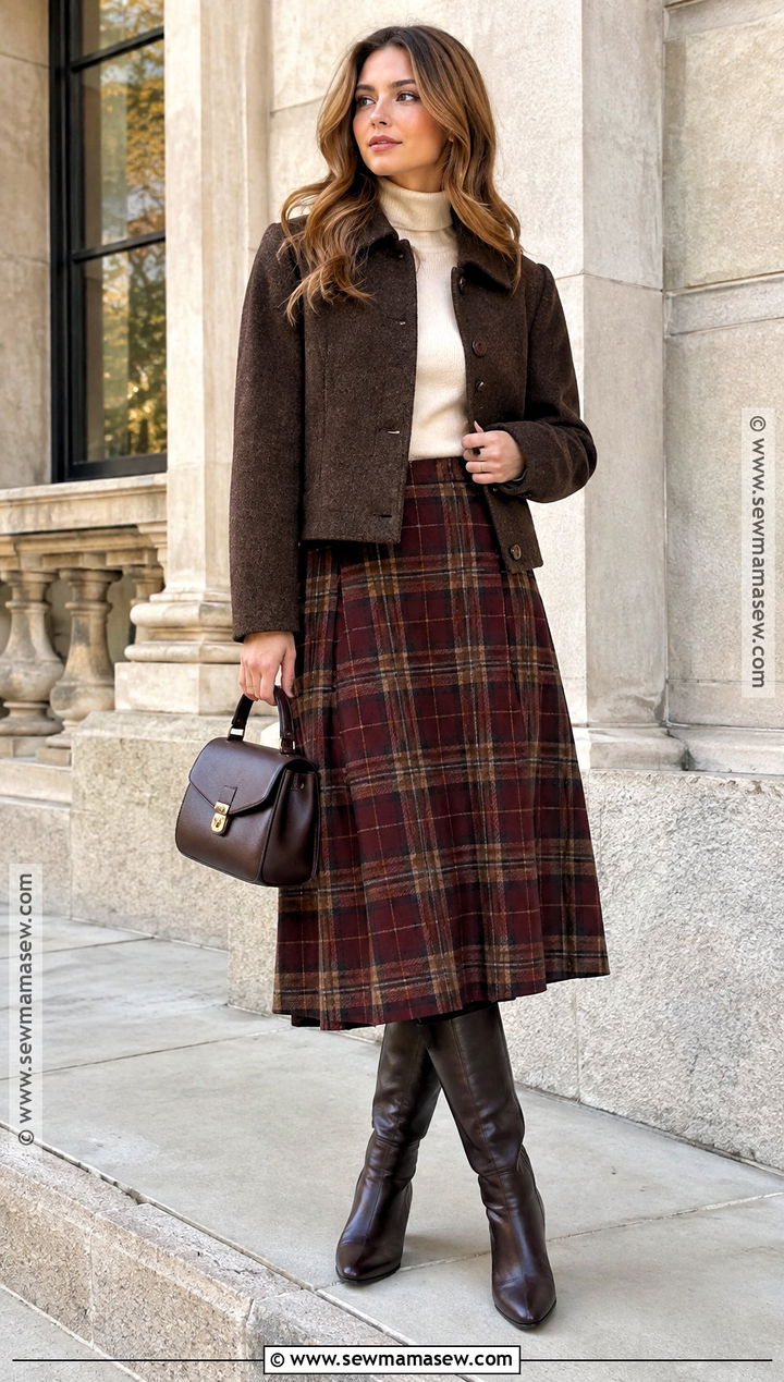 November Plaid Skirt And Turtleneck Outfit - 25 november outfit ideas