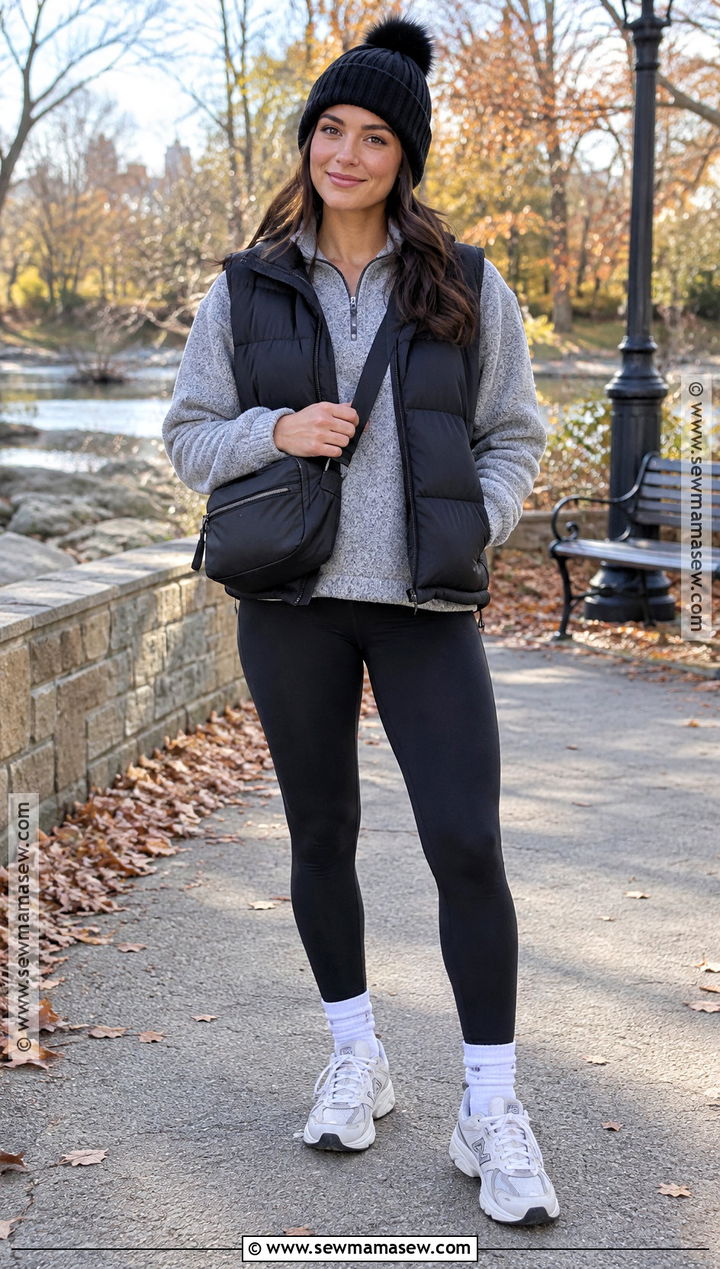 November Puffer Vest and Leggings Outfit - 20 November Style Ideas