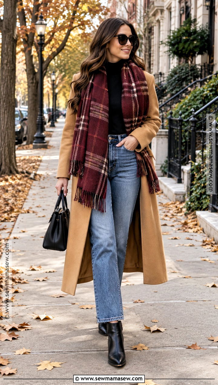 November Statement Scarf and Wool Coat Outfit - 15 November Style Challenge Ideas