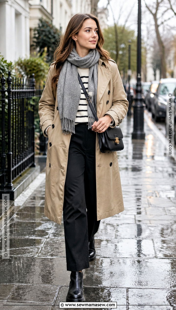 November Trench Coat And Black Pants Outfit - 25 november outfit ideas