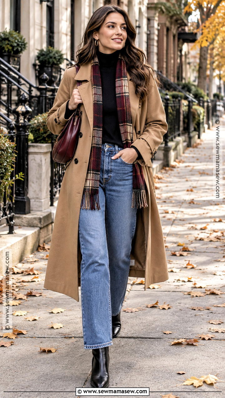 November Trench Coat And Straight Jeans Outfit - 15 november street style ideas