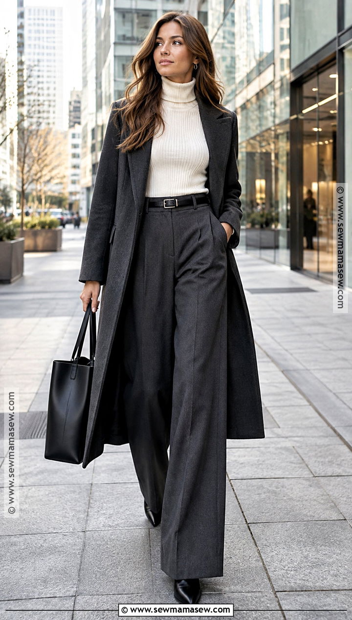 November Turtleneck And Wide Leg Trousers Outfit - 25 november outfit ideas