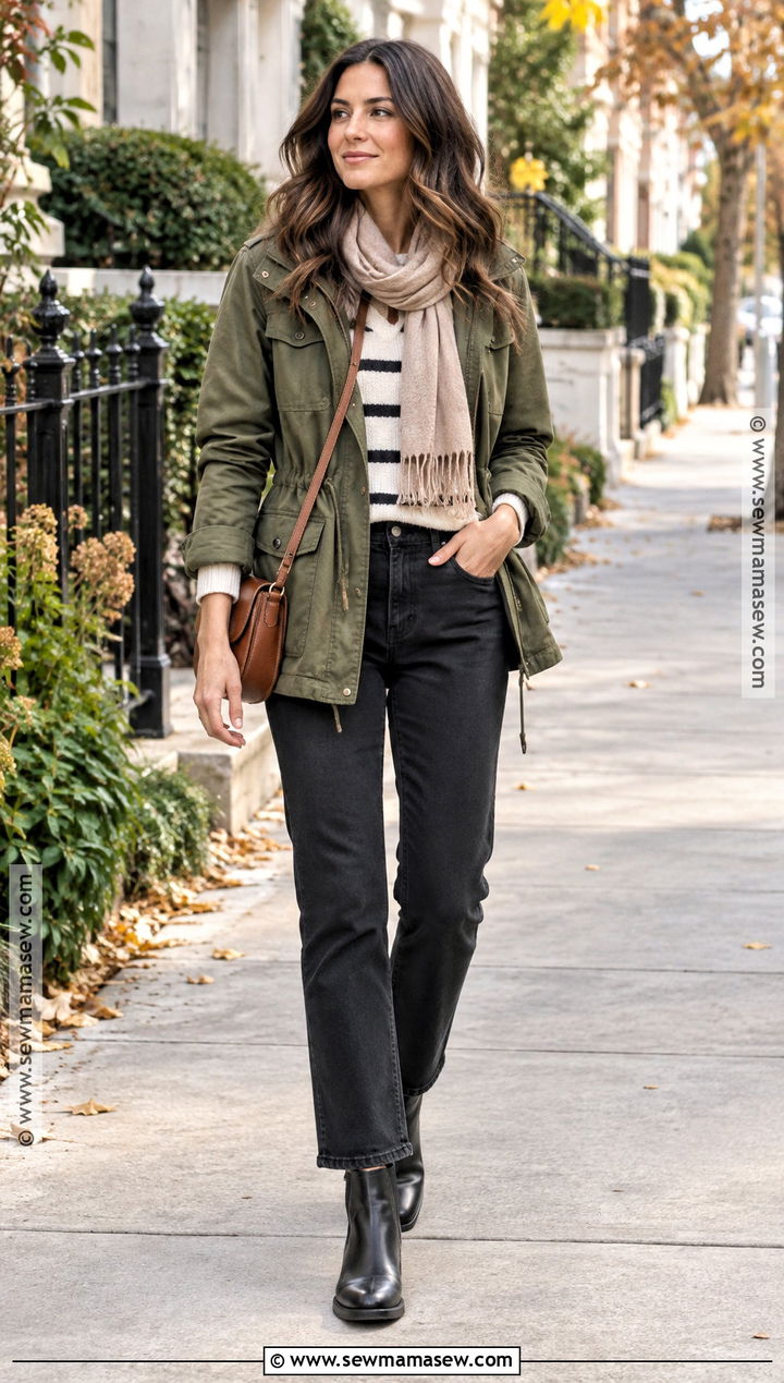 November Utility Jacket And Black Jeans Outfit - 25 november outfit ideas