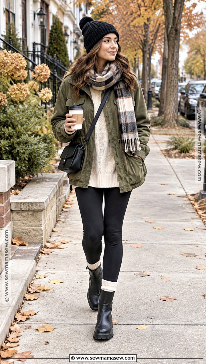 November Utility Jacket And Leggings Outfit - 15 november street style ideas