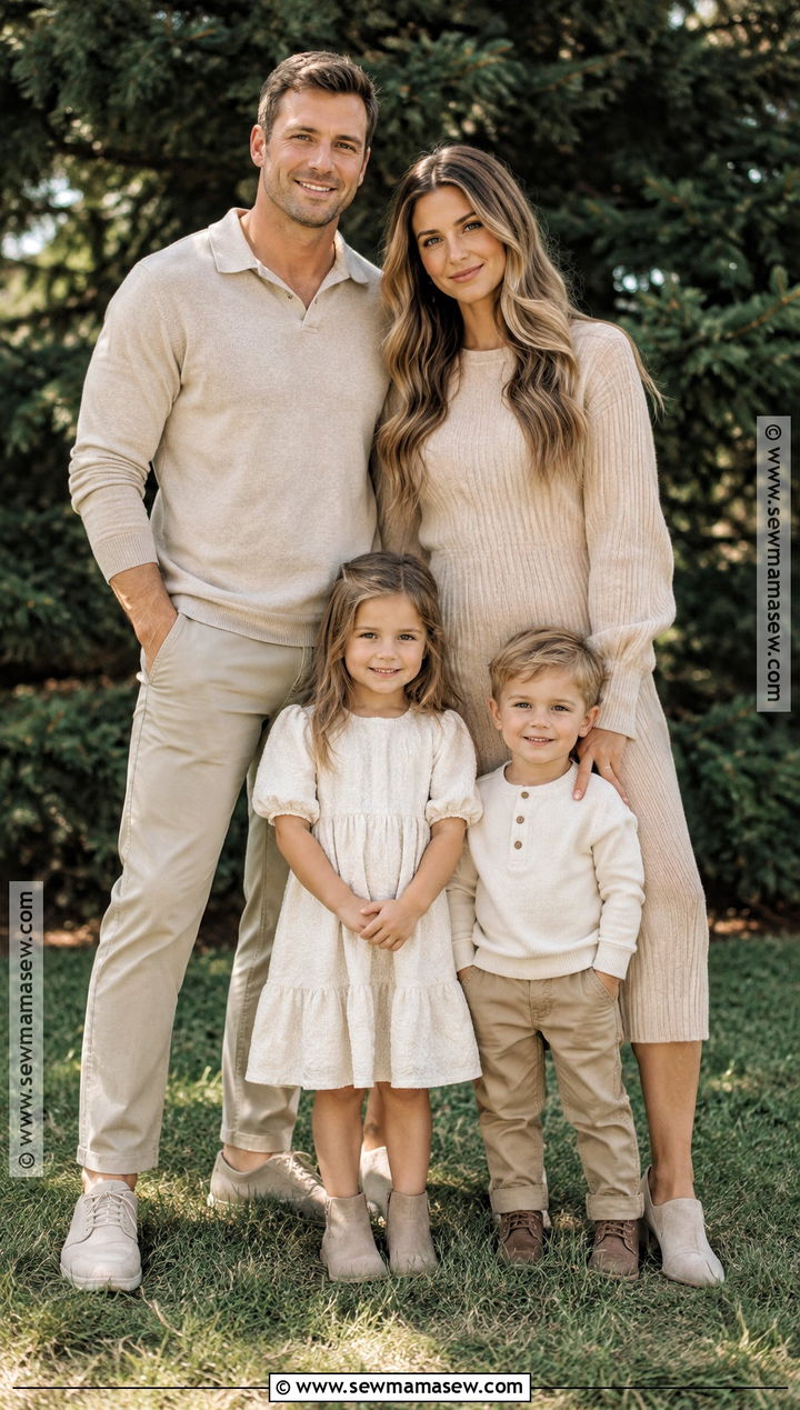 Oatmeal And Beige Early Fall Family Photo Outfits - 20 early fall family photo outfits