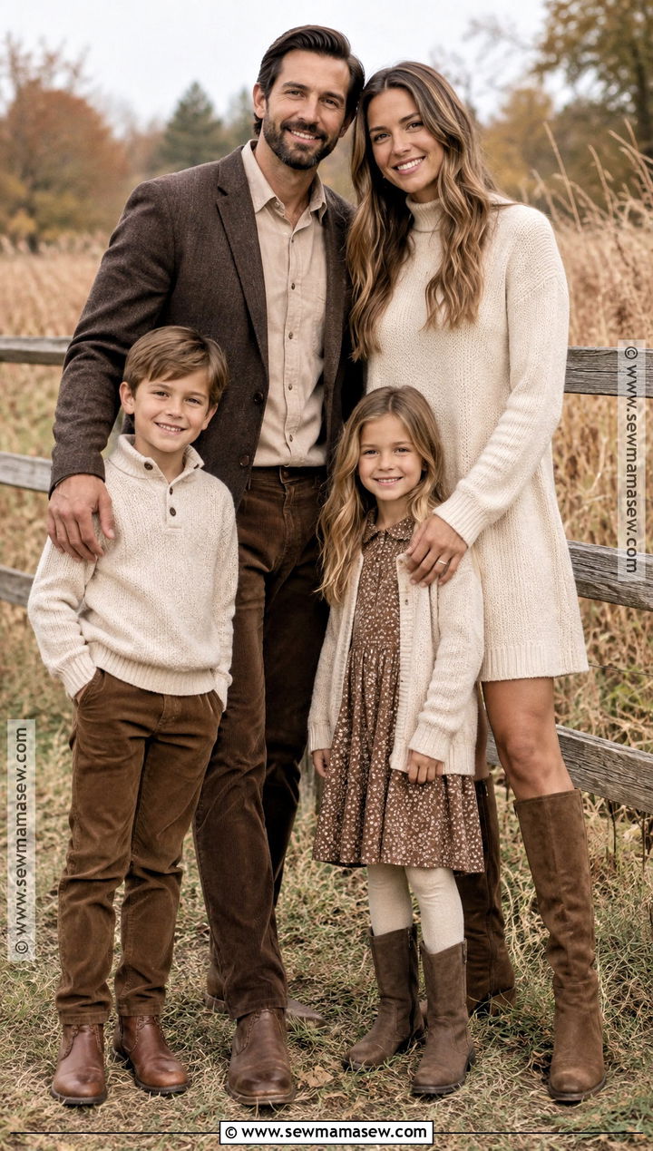 Oatmeal And Chocolate Brown Family Outfits - 15 fall family photos neutral outfits