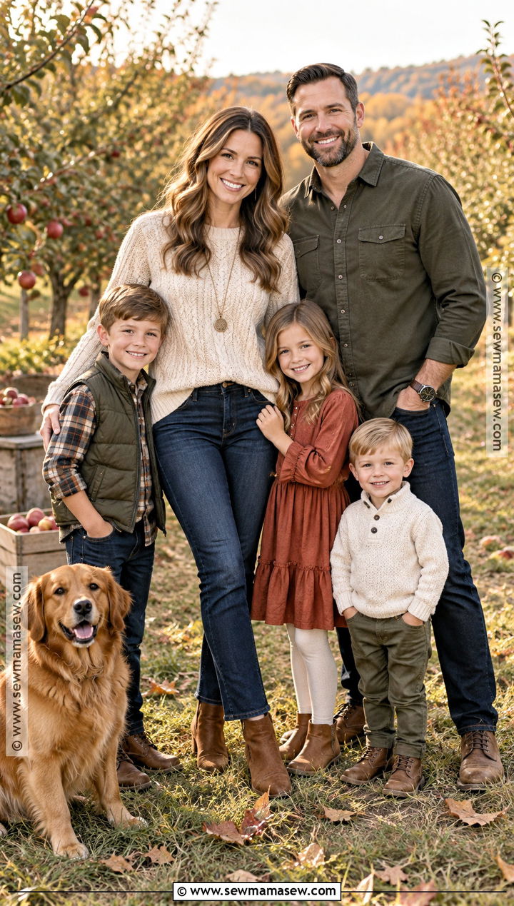 Oatmeal Sweater And Dark Jeans Fall Family Photo Outfit - 15 mom family photo outfit fall ideas