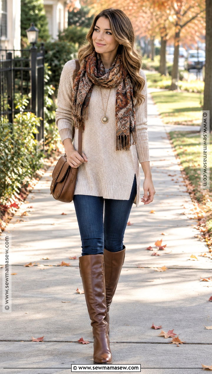 Oatmeal Sweater And Skinny Jeans Outfit - 20 Sweater And Jeans Outfit Fall
