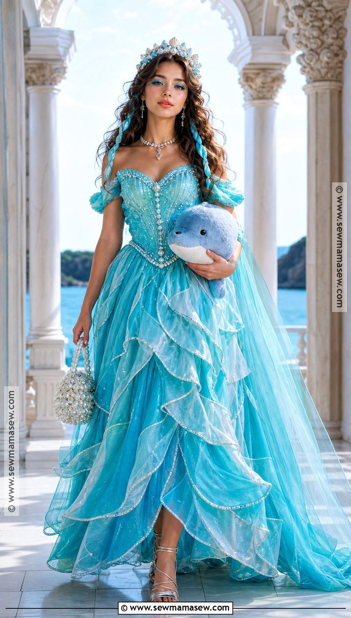 Ocean Princess Costume With Blue Wave Dress - 30 princess dress up ideas