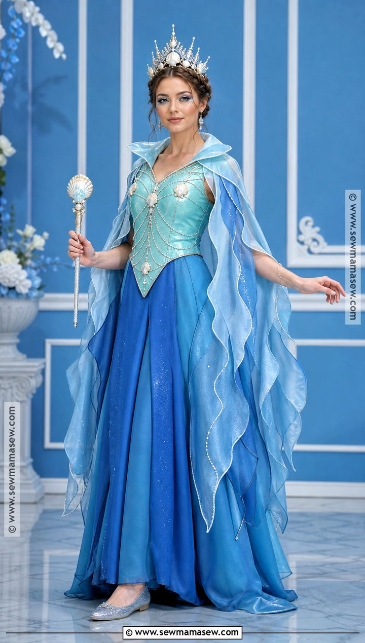Ocean Queen Costume With Wave Cape - 30 under the sea costume ideas