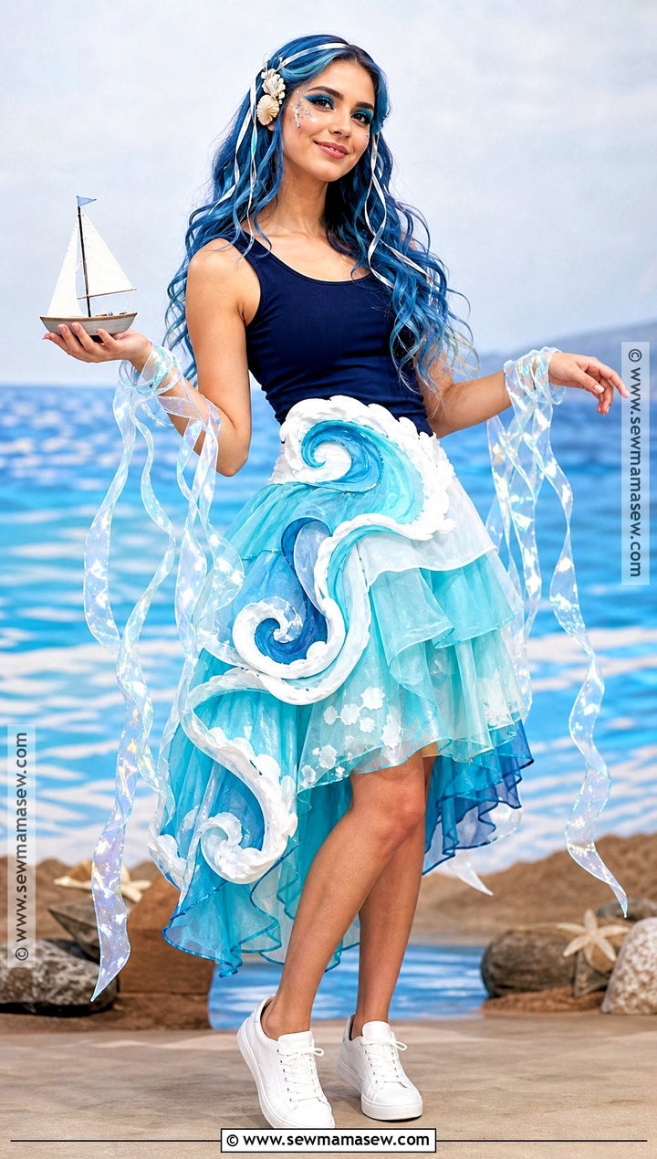 Ocean Wave Costume With Blue Layers - 30 Nature Costume Ideas