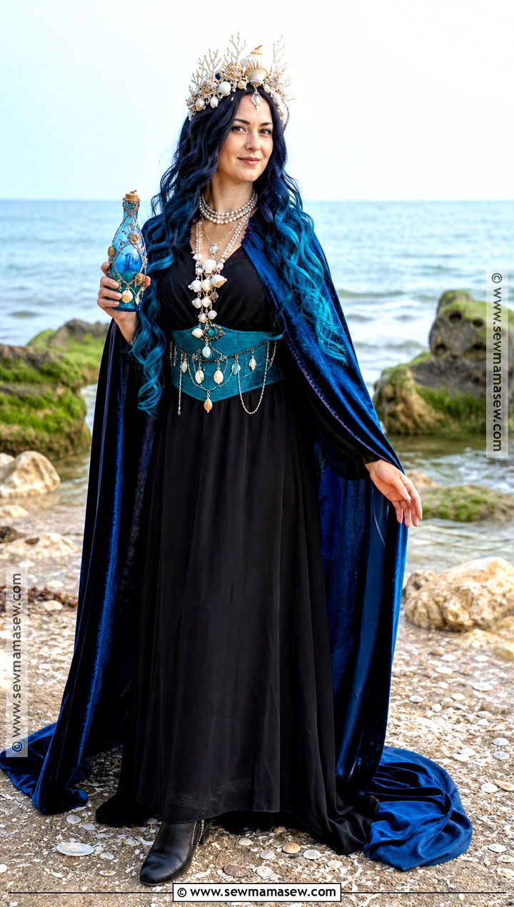 Ocean Witch Costume With Blue Ombre Hair - 30 blue hair costume ideas