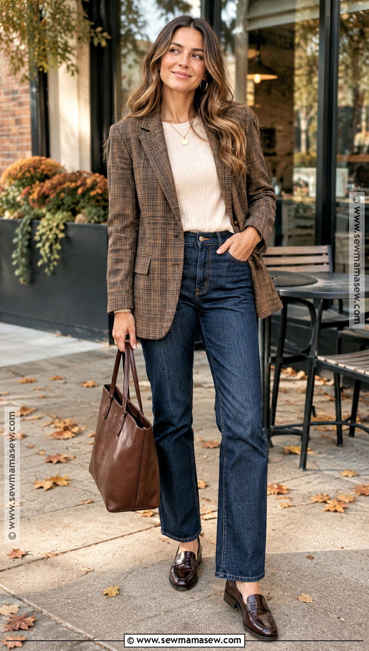 October Blazer And Dark Wash Jeans Outfit - 15 october casual outfits